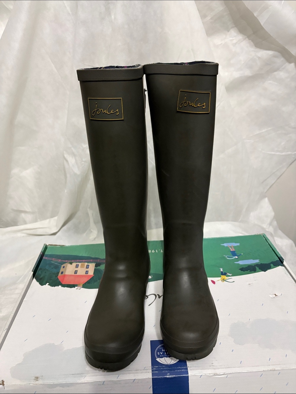 Joules Olive Tall Rain Boots size US 5 NWT